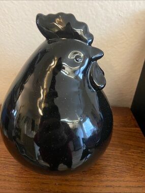 Vintage 90s Black Rooster Ceramic Decor